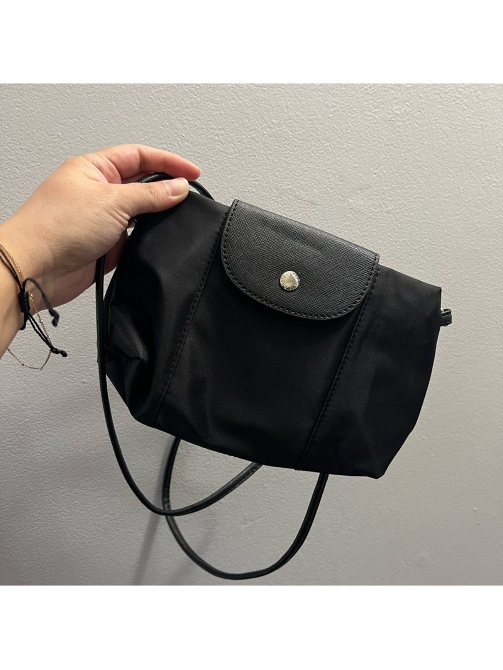 Roots Black Nylon Crossbody with Leather-Trim Flap